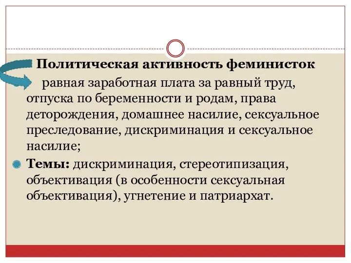 Политическая активность феминисток равная заработная плата за равный труд, отпуска