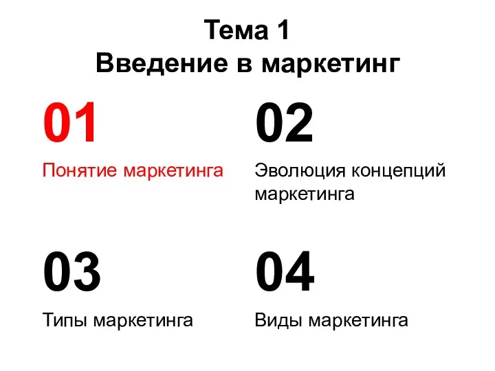 Тема 1 Введение в маркетинг