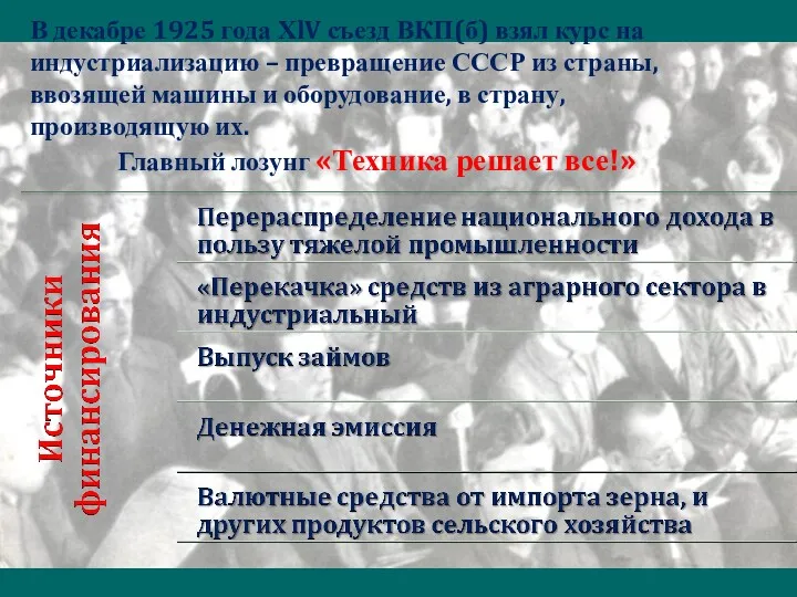 В декабре 1925 года ХlV съезд ВКП(б) взял курс на