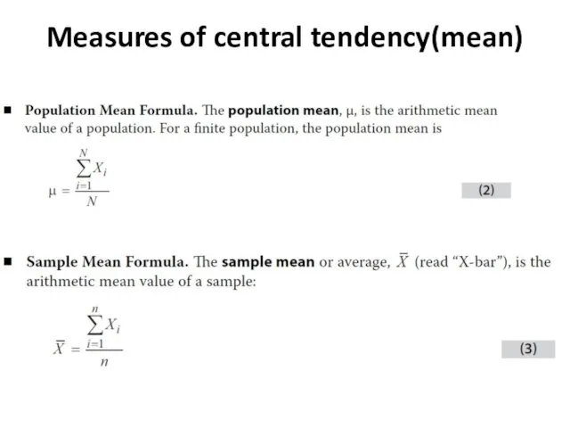 Measures of central tendency(mean)