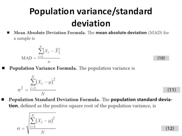 Population variance/standard deviation