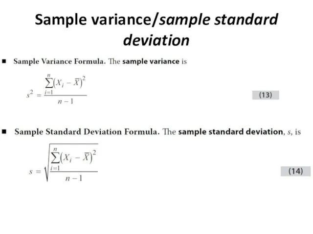 Sample variance/sample standard deviation