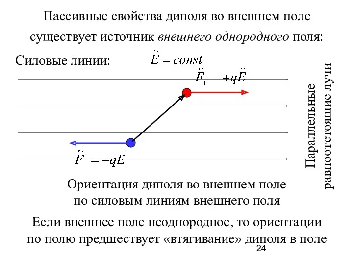 Пассивные свойства диполя во внешнем поле существует источник внешнего однородного