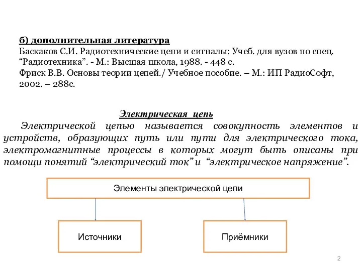 б) дополнительная литература Баскаков С.И. Радиотехнические цепи и сигналы: Учеб.