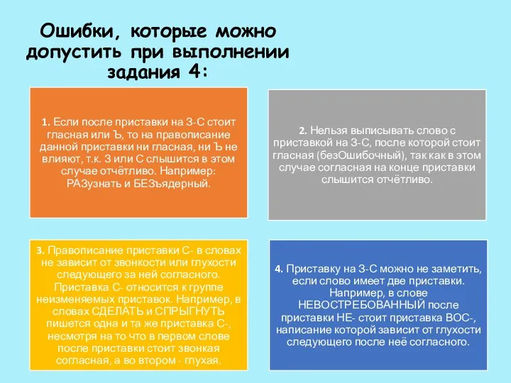 Ошибки, которые можно допустить при выполнении задания 4: