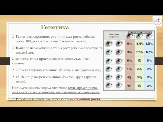 Генетика Генов, регулирующих рост и предел роста ребенка более 100;