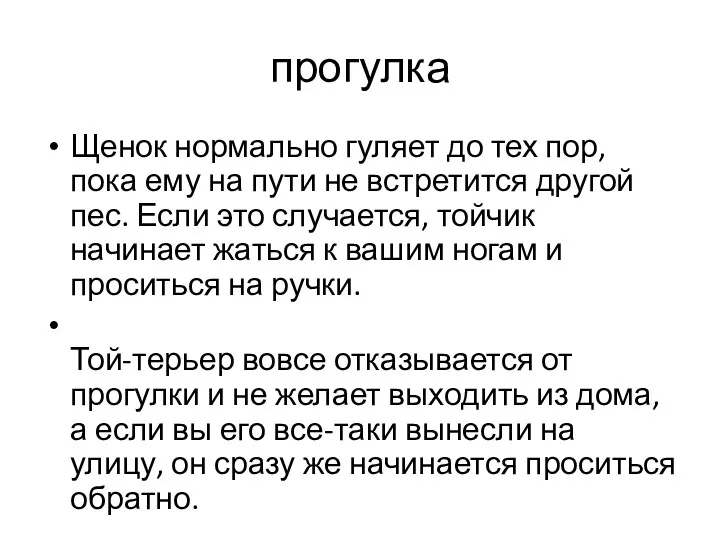 прогулка Щенок нормально гуляет до тех пор, пока ему на