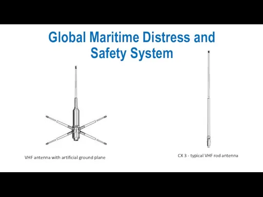 Global Maritime Distress and Safety System VHF antenna with artificial