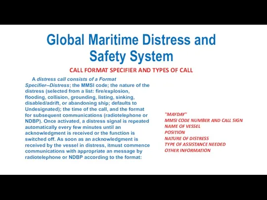 Global Maritime Distress and Safety System CALL FORMAT SPECIFIER AND