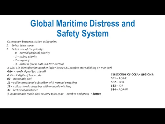 Global Maritime Distress and Safety System Connection between station using