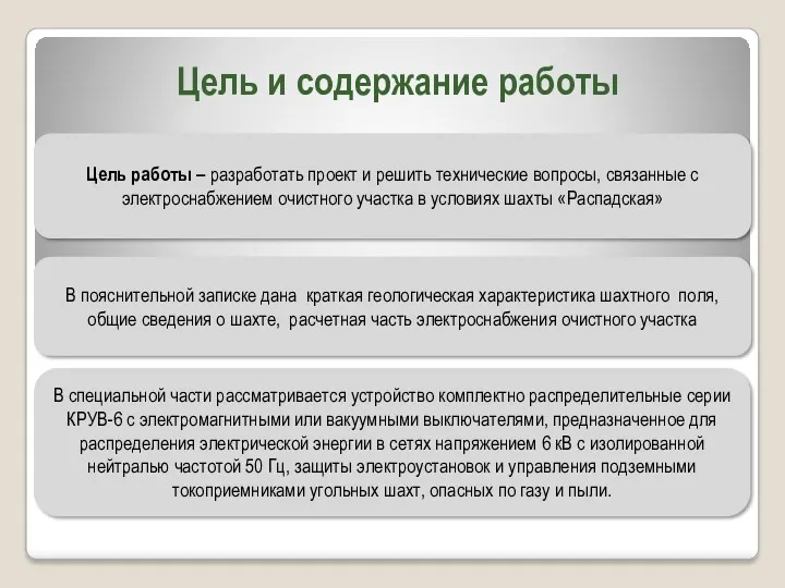 Цель и содержание работы Цель работы – разработать проект и