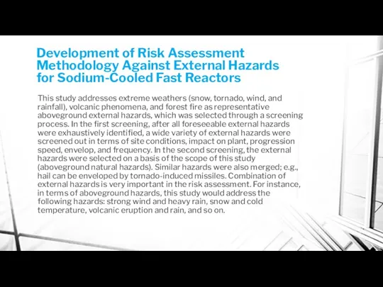 Development of Risk Assessment Methodology Against External Hazards for Sodium-Cooled