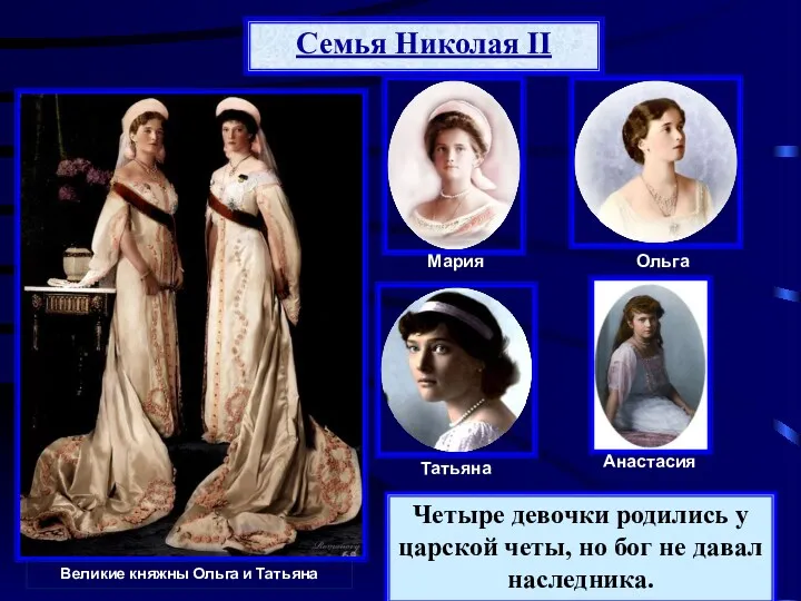 Семья Николая II Великие княжны Ольга и Татьяна Мария Ольга