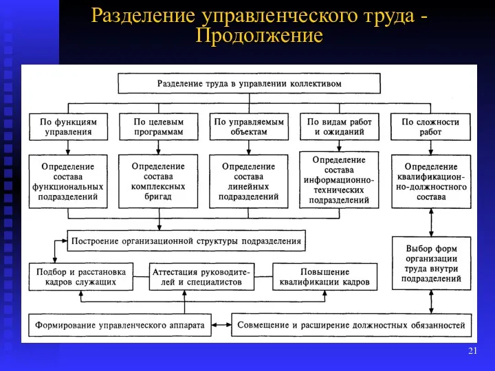 Разделение управленческого труда - Продолжение