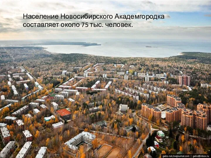 Население Новосибирского Академгородка составляет около 75 тыс. человек. Население Новосибирского Академгородка составляет около 75 тыс. человек.