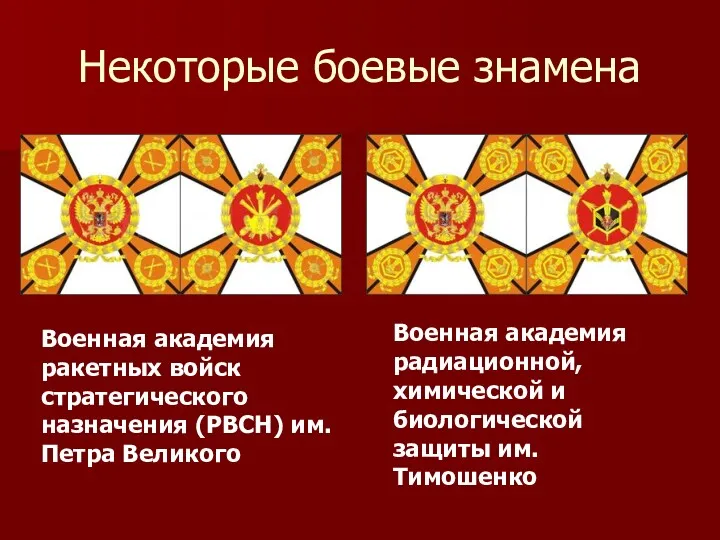 Некоторые боевые знамена Военная академия ракетных войск стратегического назначения (РВСН)