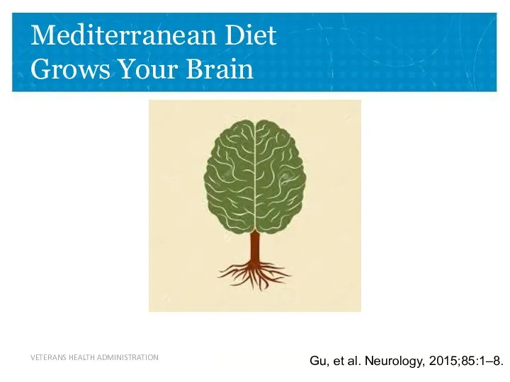 Mediterranean Diet Grows Your Brain Gu, et al. Neurology, 2015;85:1–8.