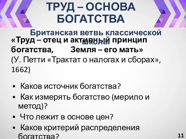 ТРУД – ОСНОВА БОГАТСТВА «Труд – отец и активный принцип