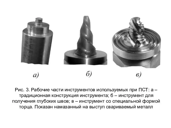 Рис. 3. Рабочие части инструментов используемых при ПСТ: а –