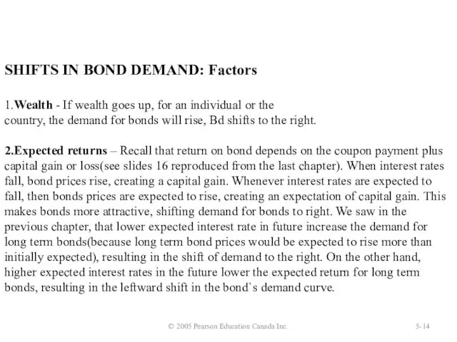 © 2005 Pearson Education Canada Inc. 5- SHIFTS IN BOND