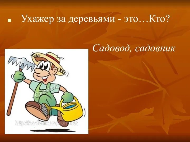 Ухажер за деревьями - это…Кто? Садовод, садовник