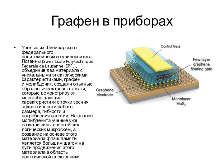 Графен в приборах Ученые из Швейцарского федерального политехнического университета Лозанны