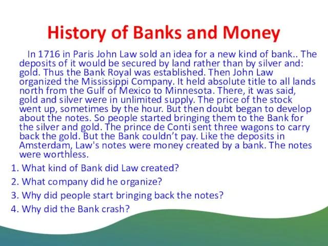 History of Banks and Money In 1716 in Paris John