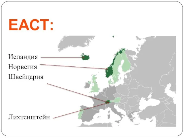 ЕАСТ: Исландия Норвегия Швейцария Лихтенштейн