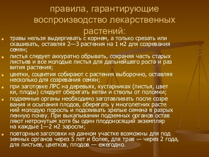 правила, гарантирующие воспроизводство лекарственных растений: травы нельзя выдергивать с корнем,