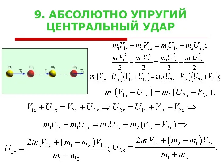 9. АБСОЛЮТНО УПРУГИЙ ЦЕНТРАЛЬНЫЙ УДАР