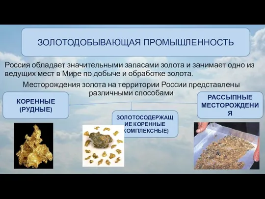 Россия обладает значительными запасами золота и занимает одно из ведущих мест в Мире