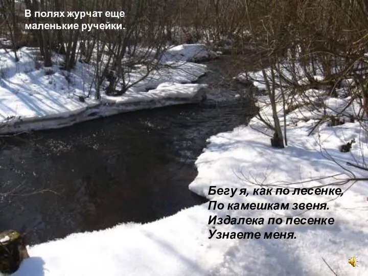 Бегу я, как по лесенке, По камешкам звеня. Издалека по песенке Узнаете меня.