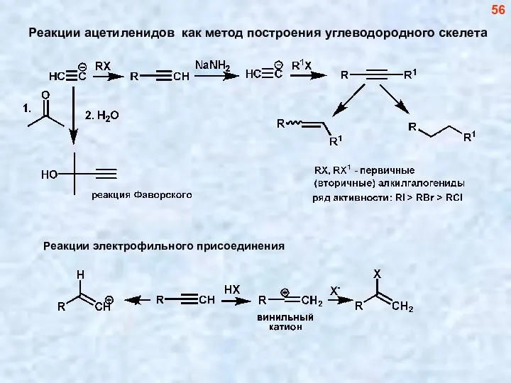 Реакции ацетиленидов как метод построения углеводородного скелета 56