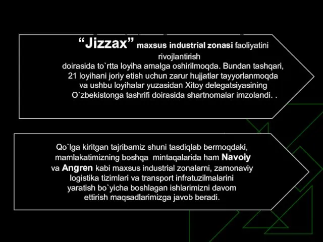 “Jizzax” maxsus industrial zonasi faoliyatini rivojlantirish doirasida to`rtta loyiha amalga