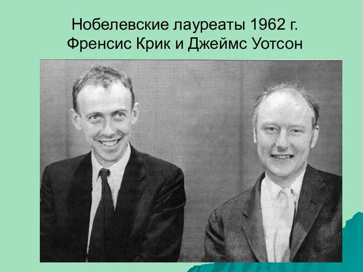 Нобелевские лауреаты 1962 г. Френсис Крик и Джеймс Уотсон
