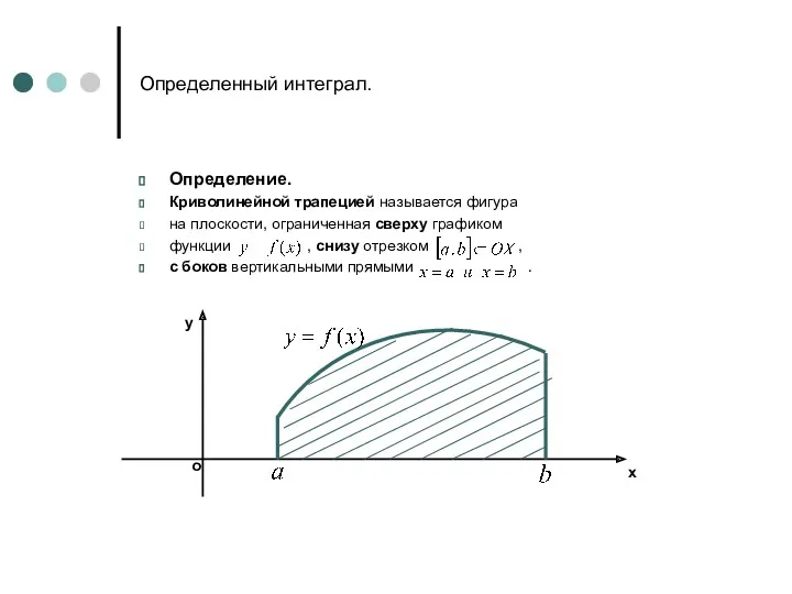 Определенный интеграл. Определение. Криволинейной трапецией называется фигура на плоскости, ограниченная