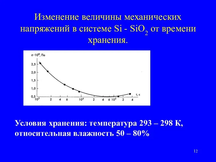 Изменение величины механических напряжений в системе Si - SiO2 от