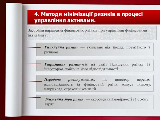 Уникнення ризику — ухилення від заходу, пов'язаного з ризиком Утримання