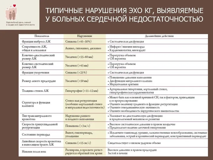 ТИПИЧНЫЕ НАРУШЕНИЯ ЭХО КГ, ВЫЯВЛЯЕМЫЕ У БОЛЬНЫХ СЕРДЕЧНОЙ НЕДОСТАТОЧНОСТЬЮ