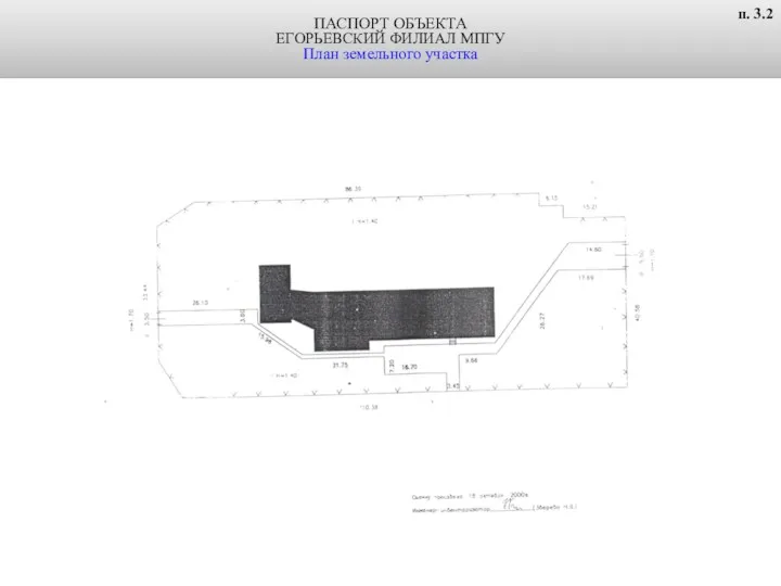 ПАСПОРТ ОБЪЕКТА ЕГОРЬЕВСКИЙ ФИЛИАЛ МПГУ План земельного участка п. 3.2