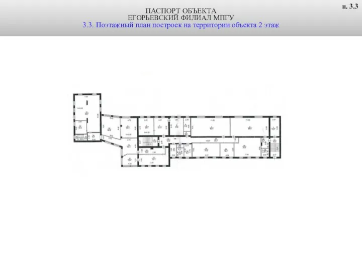 ПАСПОРТ ОБЪЕКТА ЕГОРЬЕВСКИЙ ФИЛИАЛ МПГУ 3.3. Поэтажный план построек на территории объекта 2 этаж п. 3.3