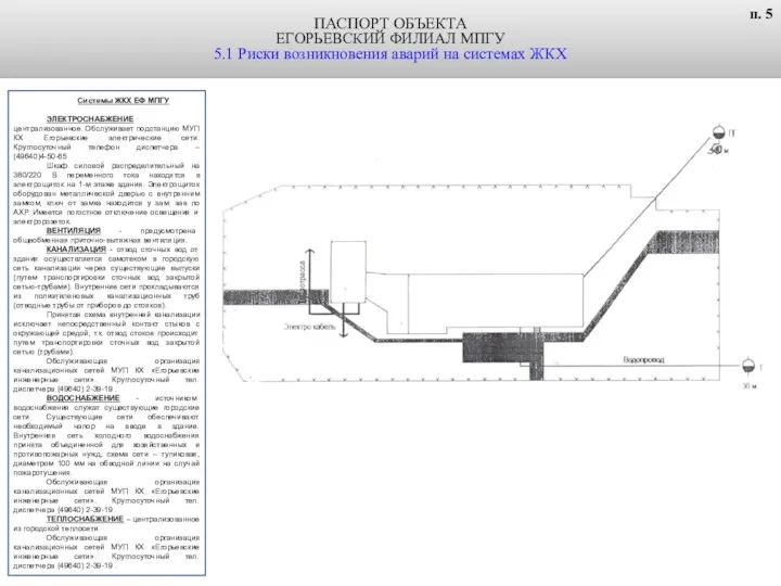 ПАСПОРТ ОБЪЕКТА ЕГОРЬЕВСКИЙ ФИЛИАЛ МПГУ 5.1 Риски возникновения аварий на
