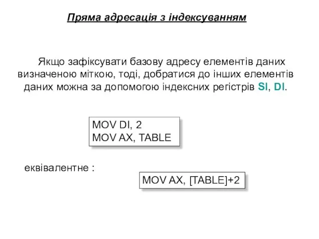 Якщо зафіксувати базову адресу елементів даних визначеною міткою, тоді, добратися