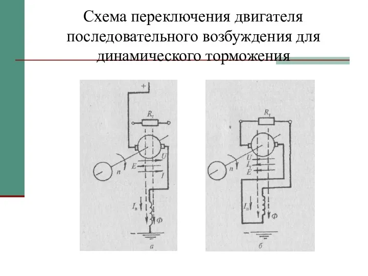 Схема переключения двигателя последовательного возбуждения для динамического торможения