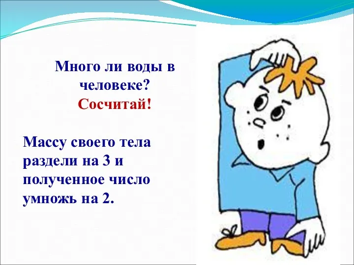 Много ли воды в человеке? Сосчитай! Массу своего тела раздели