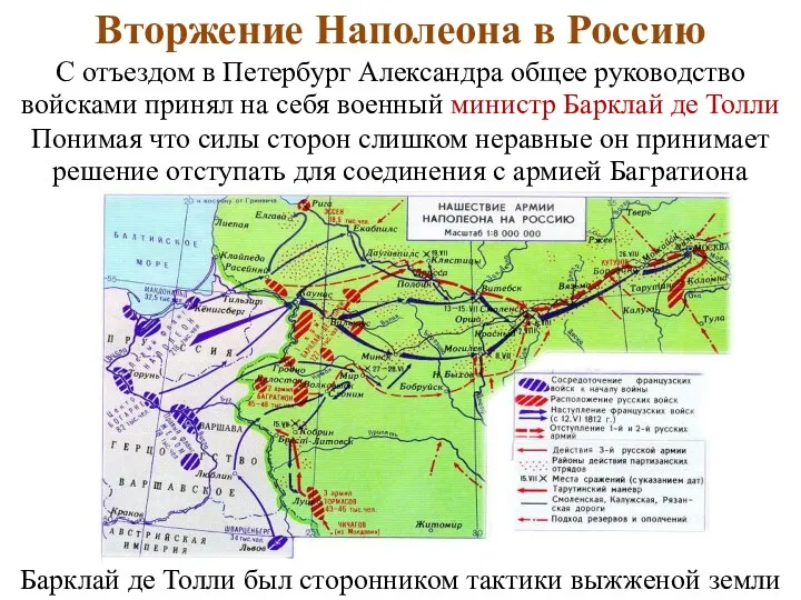 Вторжение Наполеона в Россию С отъездом в Петербург Александра общее руководство войсками принял
