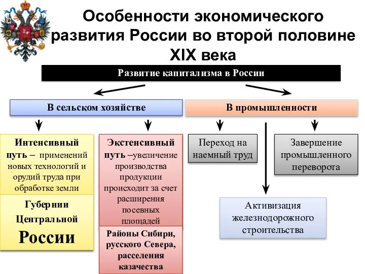 Особенности экономического развития России во второй половине XIX века Развитие