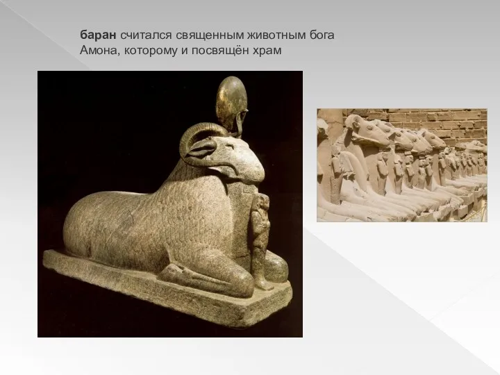 баран считался священным животным бога Амона, которому и посвящён храм
