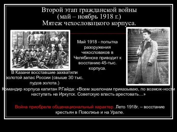 Второй этап гражданской войны (май – ноябрь 1918 г.) Мятеж