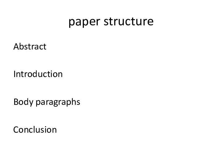 paper structure Abstract Introduction Body paragraphs Conclusion